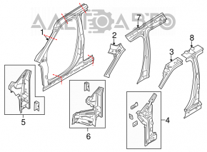 Body pillar central left Ford Explorer 11-19
