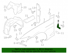 Left wing bracket Ford Mustang mk6 15- rear