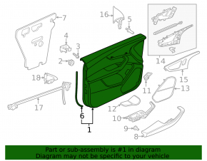 Front right door panel for Audi Q8 19-25, black leather