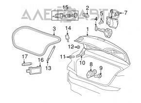 Trunk lid shock absorber left Chrysler 200 4d 11-14