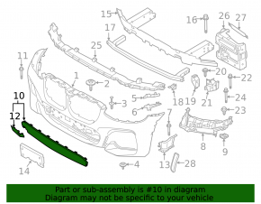 Front bumper center trim for BMW X3 G01 18-23 with xDrive 30ex, 2019-2021