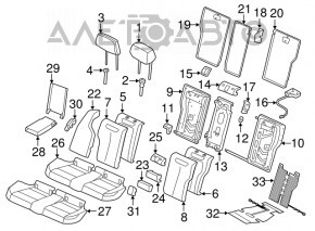 Rear seat backrest for BMW 3 F30 12-18, grey leather, one-piece, dry-cleanable