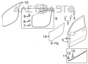 Front right door opening seal Mitsubishi Outlander 14-15