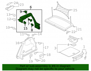 Upper right arch trim VW Golf 15-21 5d black, broken latches, scratches