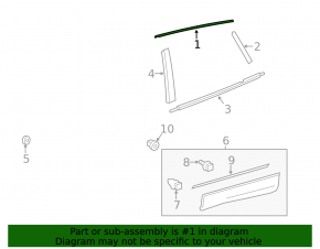 Upper rear right door molding Toyota Rav4 13-18