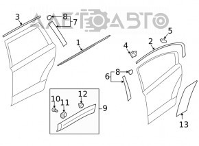 Door trim lower rear left Subaru Outback 10-14