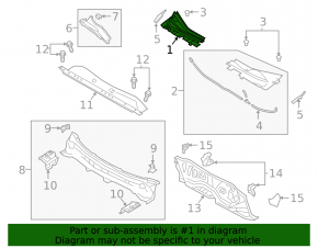 Windscreen wiper grille plastic right Mazda 3 19-