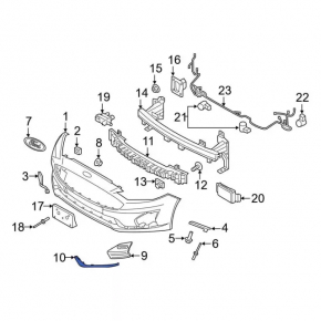 Front bumper molding left Ford Fusion mk5 19-20 chrome