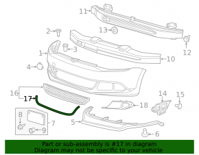 Lower grille front bumper VW Jetta 11-14 USA with chrome, cracks, broken fasteners