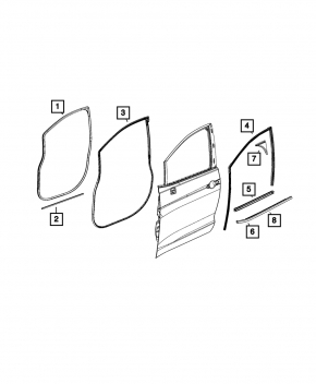Door seal front right Chrysler Pacifica 17- torn