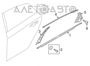 Door molding upper rear right Hyundai Sonata 15-19 chrome, butt