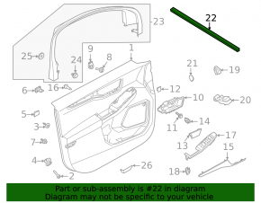 Inner glass seal for the front right door of a Ford Escape MK4 20-25