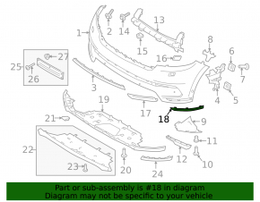 Left front bumper molding for Land Rover Range Rover Velar 18-23 S