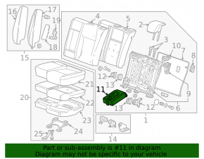 Rear seat armrest 2nd row Buick Encore 17-22 black leather