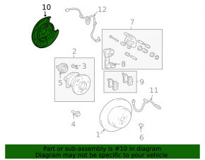 Rear left brake disc cover Toyota Highlander 01-07