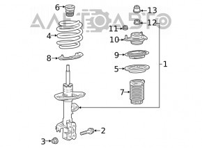 Front left shock absorber Lexus ES250 20-26