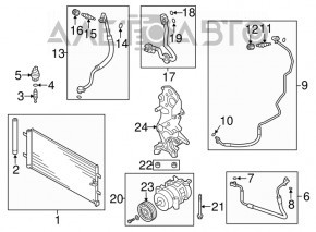 Air conditioning radiator condenser Audi A6 C7 16-18 2.0T, 3.0T, dented
