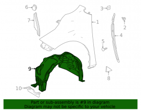 Front right mudguard Toyota Sienna 21-25