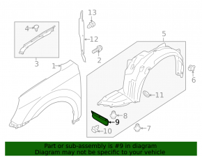 Subaru Legacy 10-14 Front Right Mudguard