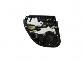 Door trim panel, rear right, Jeep Grand Cherokee WK2 17-19, black, with handle, armrest and insert, black leather with red stitching, molding dark wood with chrome, scratches