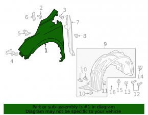 Front left fender for Honda Odyssey 18-25
