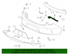 Rear bumper mount, left outer, Acura TLX 21-25