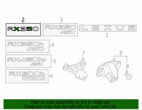 Lexus RX350 23-26 trunk door emblem "RX350"