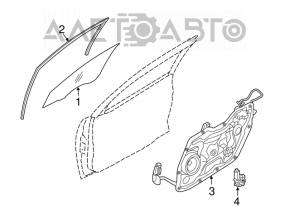 Glass seal front right Hyundai Elantra UD 11-16