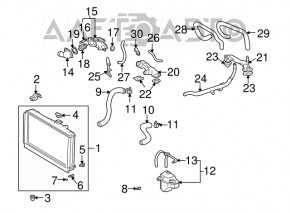 Water cooling radiator mount lower right Toyota Prius 20 04-09