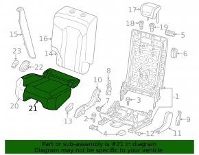 Audi Q8 19-23 2nd row seat upholstery, right lower, dark gray leather