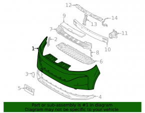 Bare front bumper Nissan Murano 25-26 for parking sensors, white