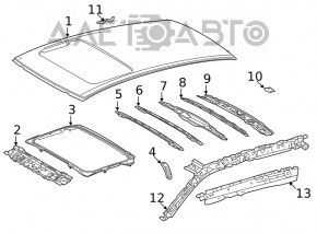 Metal roof for a 2020 Toyota Highlander with a sunroof, sawed off, dents