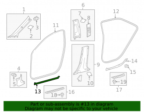 Inner door sill plate, front left, Toyota Camry v50 12-14 USA, gray