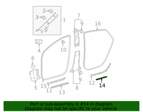 Black outer rear right door sill trim for Toyota Prius 30 10-15
