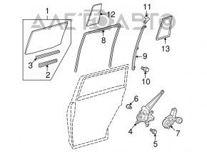 Glass of the rear left door Toyota Highlander 08-13