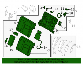 Rear row of seats, upper left part, Nissan Ariya 23-25