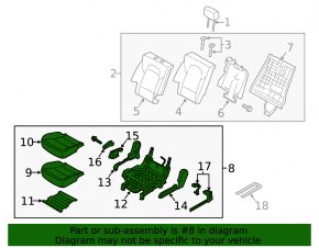 Rear row of seats 2 row Kia Sorento 10-15 cloth, gray, for cleaning