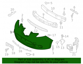 Front bumper bare Nissan Leaf 11-12 blue crumpled