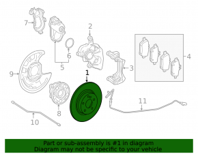 Rear left brake disc Mercedes CLA 14-19