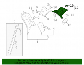 Rear pillar trim left rear lower Volvo XC90 16-22 under belt, black, scratch