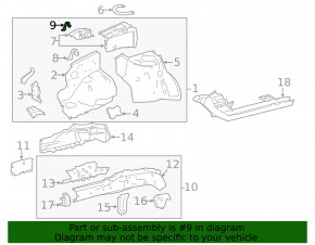 Right rear fender apron outer panel bracket for Toyota Corolla 14-19