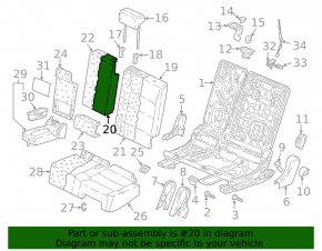 Rear seat backrest, 2nd row, center, VW Tiguan 18-21, black fabric, dry cleanable