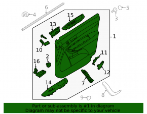 Door trim card front right Kia Sorento 10-15 black