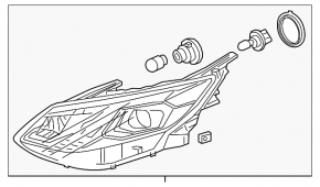 Headlight front right Chevrolet Volt 16- sand, broken mount
