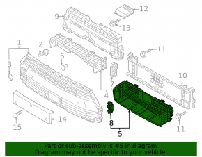 Lower radiator deflector blinds assembly for Kia Niro 23-26 HEV, PHEV without motor, broken