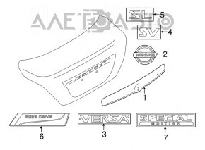 Emblem inscription Versa tailgate Nissan Versa Note 13-19