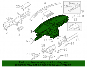 Ford Mustang mk6 15-20 front dashboard without airbag