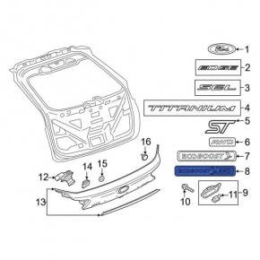 Emblem inscription ECOBOOST AWD tailgate Ford Edge 19-