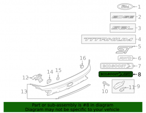 Emblem inscription ECOBOOST AWD tailgate Ford Edge 19-