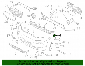 Front bumper mount, bumper-wing, right, Jaguar I-Pace 19-25
